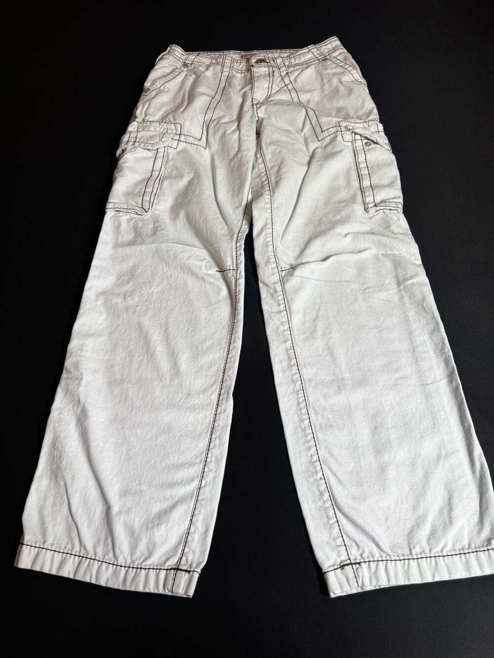 True Religion Women's White Cotton Military Cargo Pants Size 25